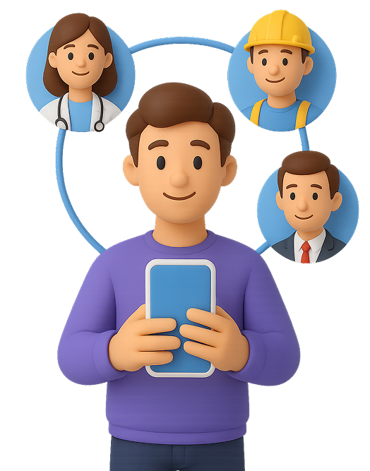 Ilustración de conexión con profesionistas